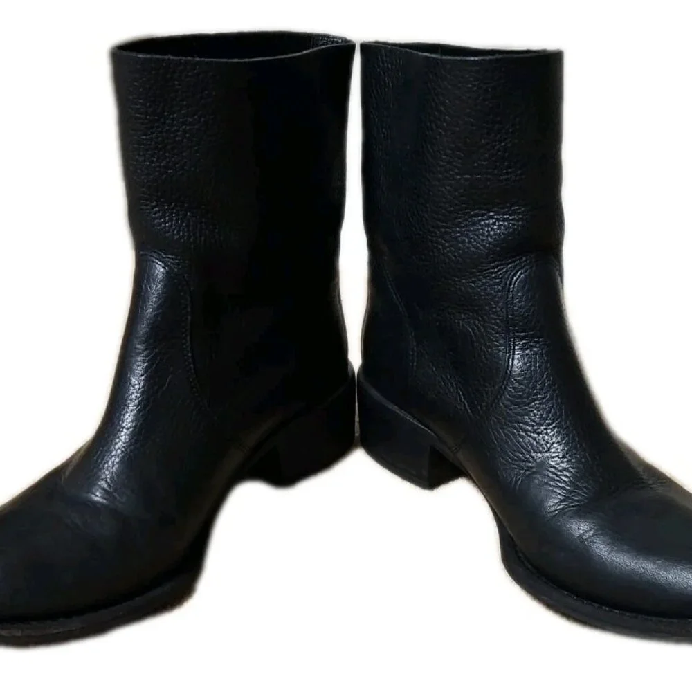 Tory Burch Siena Black Pebbeled Leather Ankle Boots, Womens Size 7.5